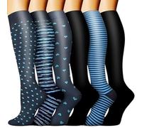Hueborne Chaussettes De Compression À Gradient Couverture Longue Du Mollet, Mélange De Nylon Respirant For Les Sportifs, Les Voyageurs Et Les Professionnels De La Santé(6pairs-series-4,S/M)