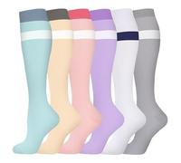 Hueborne Chaussettes De Compression À Gradient Couverture Longue Du Mollet, Mélange De Nylon Respirant For Les Sportifs, Les Voyageurs Et Les Professionnels De La Santé(6pairs-series-23,S/M)