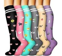 Hueborne Chaussettes De Compression À Gradient Couverture Longue Du Mollet, Mélange De Nylon Respirant For Les Sportifs, Les Voyageurs Et Les Professionnels De La Santé(6pairs-series-12,L/X)