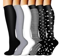 Hueborne Chaussettes De Compression À Gradient Couverture Longue Du Mollet, Mélange De Nylon Respirant For Les Sportifs, Les Voyageurs Et Les Professionnels De La Santé(6pairs-series-2,L/X)