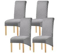 Hueborne Housse De Protection Imperméable for Chaise De Salle À Manger - Housse en Élasthanne Extra Extensible, Adaptée Aux Chaises À Dossier Haut, Sangles Durables Et Antidérapantes.(Light Gray,4)