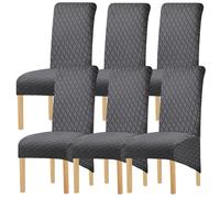 Hueborne Housse De Protection Imperméable for Chaise De Salle À Manger - Housse en Élasthanne Extra Extensible, Adaptée Aux Chaises À Dossier Haut, Sangles Durables Et Antidérapantes.(Dark Gray,6)