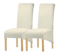 Hueborne Housse De Protection Imperméable for Chaise De Salle À Manger - Housse en Élasthanne Extra Extensible, Adaptée Aux Chaises À Dossier Haut, Sangles Durables Et Antidérapantes.(Beige,2)