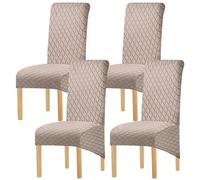 Hueborne Housse De Protection Imperméable for Chaise De Salle À Manger - Housse en Élasthanne Extra Extensible, Adaptée Aux Chaises À Dossier Haut, Sangles Durables Et Antidérapantes.(Sand,4)