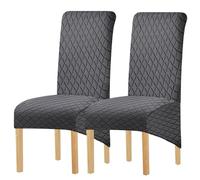 Hueborne Housse De Protection Imperméable for Chaise De Salle À Manger - Housse en Élasthanne Extra Extensible, Adaptée Aux Chaises À Dossier Haut, Sangles Durables Et Antidérapantes.(Dark Gray,2)