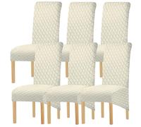 Hueborne Housse De Protection Imperméable for Chaise De Salle À Manger - Housse en Élasthanne Extra Extensible, Adaptée Aux Chaises À Dossier Haut, Sangles Durables Et Antidérapantes.(Beige,6)