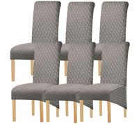 Hueborne Housse De Protection Imperméable for Chaise De Salle À Manger - Housse en Élasthanne Extra Extensible, Adaptée Aux Chaises À Dossier Haut, Sangles Durables Et Antidérapantes.(Tapue,6)