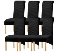 Hueborne Housse De Protection Imperméable for Chaise De Salle À Manger - Housse en Élasthanne Extra Extensible, Adaptée Aux Chaises À Dossier Haut, Sangles Durables Et Antidérapantes.(Black,6)