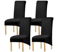 Hueborne Housse De Protection Imperméable for Chaise De Salle À Manger - Housse en Élasthanne Extra Extensible, Adaptée Aux Chaises À Dossier Haut, Sangles Durables Et Antidérapantes.(Black,4)