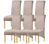 Hueborne Housse De Protection Imperméable for Chaise De Salle À Manger - Housse en Élasthanne Extra Extensible, Adaptée Aux Chaises À Dossier Haut, Sangles Durables Et Antidérapantes.(Sand,6)