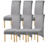 Hueborne Housse De Protection Imperméable for Chaise De Salle À Manger - Housse en Élasthanne Extra Extensible, Adaptée Aux Chaises À Dossier Haut, Sangles Durables Et Antidérapantes.(Light Gray,6)