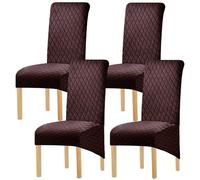 Hueborne Housse De Protection Imperméable for Chaise De Salle À Manger - Housse en Élasthanne Extra Extensible, Adaptée Aux Chaises À Dossier Haut, Sangles Durables Et Antidérapantes.(Coffee,4)