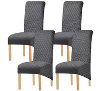 Hueborne Housse De Protection Imperméable for Chaise De Salle À Manger - Housse en Élasthanne Extra Extensible, Adaptée Aux Chaises À Dossier Haut, Sangles Durables Et Antidérapantes.(Dark Gray,4)