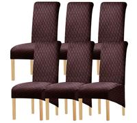 Hueborne Housse De Protection Imperméable for Chaise De Salle À Manger - Housse en Élasthanne Extra Extensible, Adaptée Aux Chaises À Dossier Haut, Sangles Durables Et Antidérapantes.(Coffee,6)