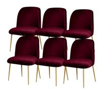 Hueborne Housses De Chaise Style Moderne du Milieu du Siècle (Lot De 6) - Housses De Chaise en Velours Extensible, Adaptées Aux Chaises À Dossier Arrondi, Décoration Intérieure(Burgundy,6)