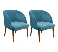 Hueborne Housses de chaises de Salle à Manger en Velours Deux pièces Housses élastiques de Style Moderne du Milieu du siècle pour chaises à Oreilles(Blue)