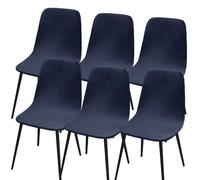 Hueborne Housses De Chaises Extensibles en Velours Housses De Chaises sans Accoudoirs De Style Moderne du Milieu du Siècle, Convenant Aux Salles À Manger, Cuisines, Bureaux Et Salons.(Navy,6)