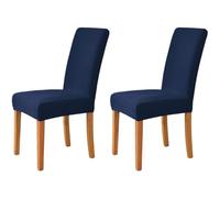 Hueborne Lot De 2 Housses De Chaise Extensibles Élégantes en Jacquard Lavables, Adaptées À La Décoration Intérieure, Au Salon Et Aux Lieux De Cérémonie.(Navy)