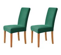 Hueborne Lot De 2 Housses De Chaise Extensibles Élégantes en Jacquard Lavables, Adaptées À La Décoration Intérieure, Au Salon Et Aux Lieux De Cérémonie.(Deep Green)