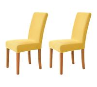 Hueborne Lot De 2 Housses De Chaise Extensibles Élégantes en Jacquard Lavables, Adaptées À La Décoration Intérieure, Au Salon Et Aux Lieux De Cérémonie.(Yellow)