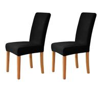 Hueborne Lot De 2 Housses De Chaise Extensibles Élégantes en Jacquard Lavables, Adaptées À La Décoration Intérieure, Au Salon Et Aux Lieux De Cérémonie.(Black)
