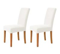 Hueborne Lot De 2 Housses De Chaise Extensibles Élégantes en Jacquard Lavables, Adaptées À La Décoration Intérieure, Au Salon Et Aux Lieux De Cérémonie.(White)