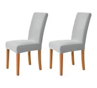 Hueborne Lot De 2 Housses De Chaise Extensibles Élégantes en Jacquard Lavables, Adaptées À La Décoration Intérieure, Au Salon Et Aux Lieux De Cérémonie.(Light Gray)