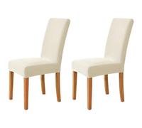Hueborne Lot De 2 Housses De Chaise Extensibles Élégantes en Jacquard Lavables, Adaptées À La Décoration Intérieure, Au Salon Et Aux Lieux De Cérémonie.(Beige)