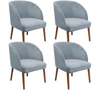 Hueborne Lot De 4 Housses De Chaise en Velours À Dossier Incurvé, Housses D'appoint Modernes for Fauteuils À Oreilles, Protection for Meubles De Bureau, Cuisine Et Salon(Baby Blue,4)