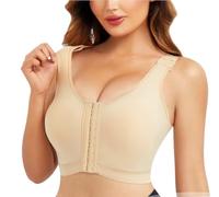 Hueborne Soutien-gorge Gainant For Femme, Avec Bretelles Réglables Et Fermeture Éclair Sur Le Devant, Soutien-gorge Amincissant Léger Toutes Saisons For Un Usage Quotidien.(Skincolor,3XL)