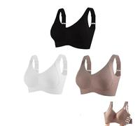 Hueborne Soutien-gorge Sans Armatures For Poitrine Tombante, Maintien Ajustable Sur 4 Rangées Et Confort Sans Coutures, Idéal For Les Activités Quotidiennes.(C-3pcs,M)