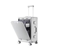 Hueborne Valise À roulettes À Ouverture Frontale - Cadre en Aluminium, Serrure À Combinaison TSA, ABS Et PC Légers, 20/24/27 Pouces for Les Voyages D'agrément(Silver,24inch)