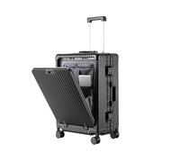Hueborne Valise À roulettes À Ouverture Frontale - Cadre en Aluminium, Serrure À Combinaison TSA, ABS Et PC Légers, 20/24/27 Pouces for Les Voyages D'agrément(Black,24inch)