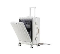 Hueborne Valise À roulettes À Ouverture Frontale - Cadre en Aluminium, Serrure À Combinaison TSA, ABS Et PC Légers, 20/24/27 Pouces for Les Voyages D'agrément(White,24inch)