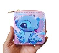 Hued-Disney Anime Lilo & Stitch Dessin Animé Porte-Monnaie Joli Portefeuille Dessin Animé Pu Fille Garçon Carte Gchildren Pochette Cadeaux D'anniversaire Pour Enfants-Stitch Blue Pink