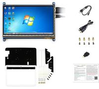 HUED-Waveshare For Raspberry Pi 7 Inch Capacitive Touchscreen Ips Display 1024 * 600 Hdmi Lcd C Touch Screen With Bicolor Case For Raspberry Pi 3B+/3/2 B/B+/ Banana Pi/Banana Pro/Bb Black