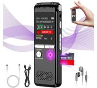 HUEE-64Gb Enregistreur Vocal Numérique - 1536 Kbps Enregistreur Vocal En Une Seule Touche Avec Lecture & Réduction Du Bruit, Enregistreur Audio Pour Conférence/Interviews/Classes/Réunion