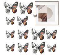 Huehkir Autocollants Papillons Mural | 12 Fleurs Squelettes Autocollantes - Décorations Halloween Décalcomuries Papillons Fenêtre 3D pour Maison Chambre Salle de Classe Bureau Anniversaire Mariage