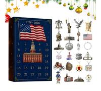 Huehkir Calendrier De L Avent Patriotique De Noël, 24 Jours Décor Saisonnier Acrylique 2D, Calendrier De L'Avent Accrochable Avec Ornements, Pour Amateurs D'Histoire Collectionneurs Porte D'Entrée