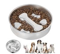 Huehkir Distributeur Anti-Glouton pour Chien | Gamelle pour Chiens Qui Mangent Trop Vite,Alimentaire en Acier Inoxydable Anti-Dérapant, Accessoires pour Animaux Adaptés aux Chiens de Toutes Tailles