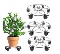Huehkir Lot De 3 Porte Plants A Roulettes, Supports De Pots De Fleurs À Roulettes, Support Plants Roulette En Métal Rond, Chariot De Rempotage Mobile Plateau Roulant Pour Intérieur À Extérieur, 27 Cm