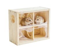 Huehkir Maison en Bois pour Hamster,Cabane en Bois À Plusieurs Chambres - Maison pour Hamster Nain Et Souris | pour Petits Animaux Lapin Chinchilla Hérisson Sugar Glider