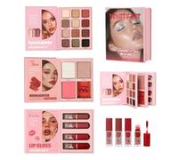 Huehkir Palette De Maquillage Visage Complet | Blush Modulable Triple Couches Longue Tenue Pliable - Boîte Fard À Joues Et Highlighter,Pour Artistes, Mariage, Soirée, Bureau, Sortie, Voyage et Usage