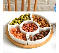 Huehkir Snack Spinner, Conteneur à Snacks Tournant pour Légumes et Apéritifs, Bol Récipient À Chips Et Dip Amovible 5 Compartiments Pour Fruits Secs Légumes Charcuterie Bonbons Fromage Noix