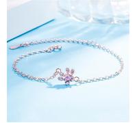 HUEIHWOH - Femmes Bracelet Patte de chat Strass avec Oxyde de Zirconium, Saint-Valentin, Noël,Etui a bijoux. 16+5cm - Doré rose