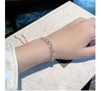 HUEIHWOH - Femmes Bracelet Strass avec Oxyde de Zirconium, Saint-Valentin, Noël,Etui a bijoux. 16-23cm - Doré rose