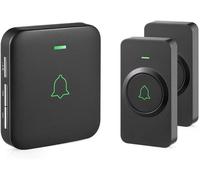 HUEJ-Sonnette Sans Fil Carillon De Porte Étanche À 300M Deux Emetteurs Avec Un Récepteur Enfichable,52 Mélodies Au 5 Niveaux Volumes Et Indicateur Led