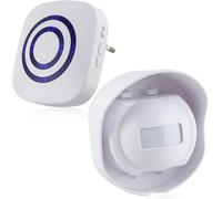 HUEJ-Sonnette Sans Fil Kit De Carillon De Porte Electrique Avec 1 Récepteur Et 1 Détecteur De Mouvement Pir Capteur Alerte Visiteur Alarme De Sécurité Avec 38 Mélodies Au 3 Niveau Volumes(Noir,Étanc