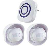HUEJ-Sonnette Sans Fil Kit De Carillon De Porte Electrique Avec 1 Récepteur Et 2 Détecteur De Mouvement Pir Capteur Alerte Visiteur Alarme De Sécurité Avec 38 Mélodies Au 3 Niveau Volumes(Noir,Étanc