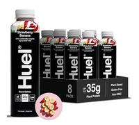 Huel Black Edition Lot de 8 bouteilles de 500 ml de boissons protéinées, saveur fraise et banane, boisson riche en protéines, 35 g de protéines par bouteille, riche en vitamine D, acides gras, calcium